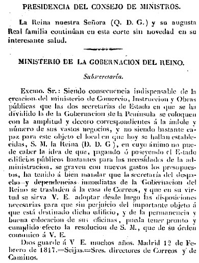 Traslado del Ministerio de la Gobernación